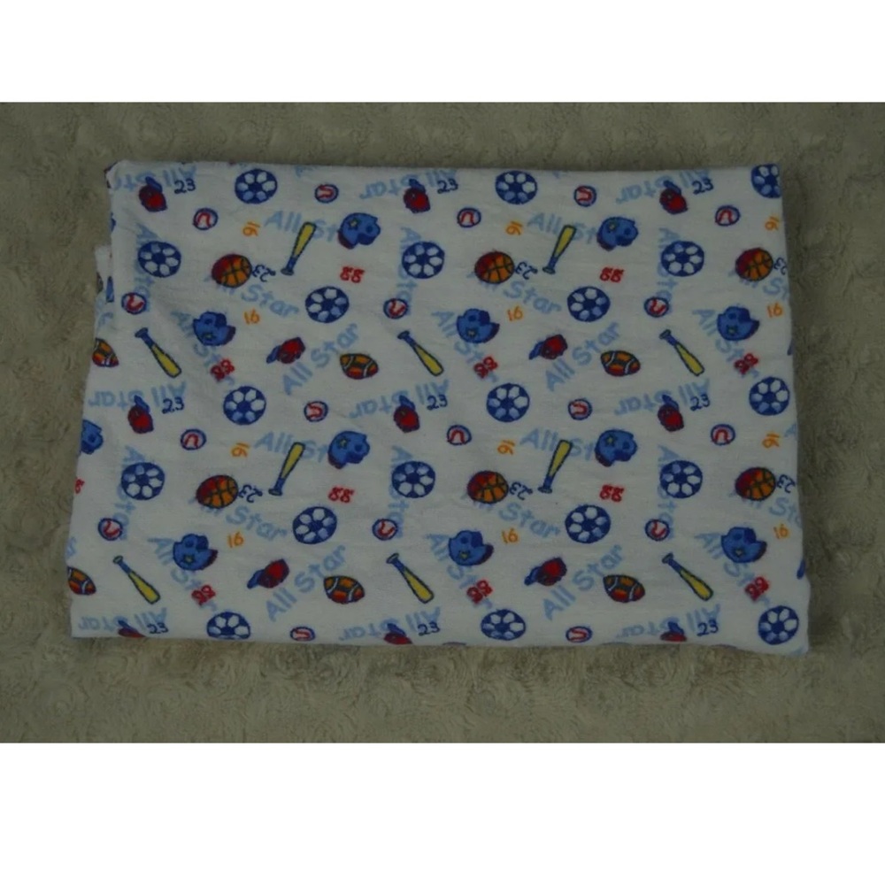 Koala Baby All Star Sports Baby Receiving Blanket White Blue Flannel Soccer Ball